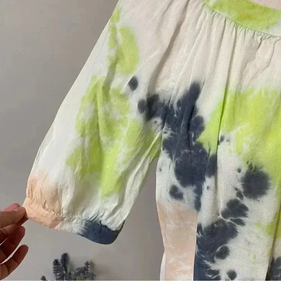 Elizabeth & James Tie Dye Cotton Button Front Blouse M - Picture 7 of 13